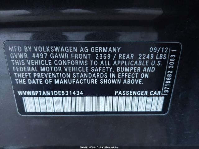 2013 VOLKSWAGEN CC WVWBP7AN1DE531434 Photo 8