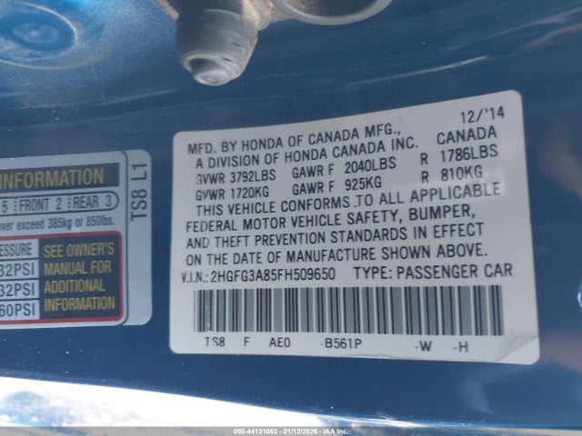 Honda CIVIC EX 2015 2HGFG3A85FH509650 Image 9