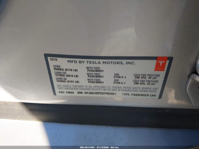 2012 TESLA MODEL S 5YJSA1DP2CFP02801 Photo 8