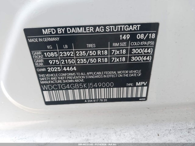 2019 MERCEDES-BENZ GLA 250 WDCTG4GB5KJ549000 Photo 8
