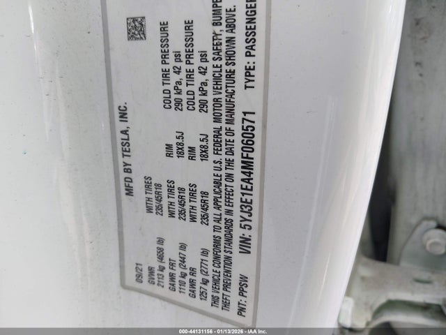 2021 TESLA MODEL 3 5YJ3E1EA4MF060571 Photo 8
