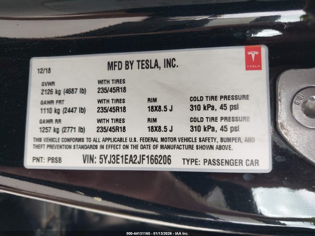 2018 TESLA MODEL 3 5YJ3E1EA2JF166206 Photo 8