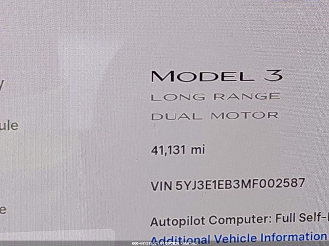 2021 TESLA MODEL 3 5YJ3E1EB3MF002587 Photo 6