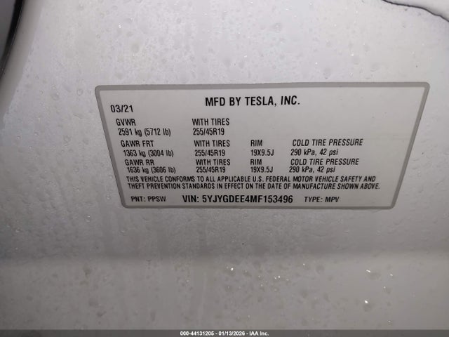 2021 TESLA MODEL Y 5YJYGDEE4MF153496 Photo 8