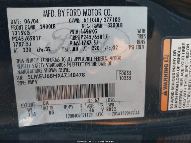 2004 LINCOLN AVIATOR 5LMEU68HX4ZJ48478 Photo 8