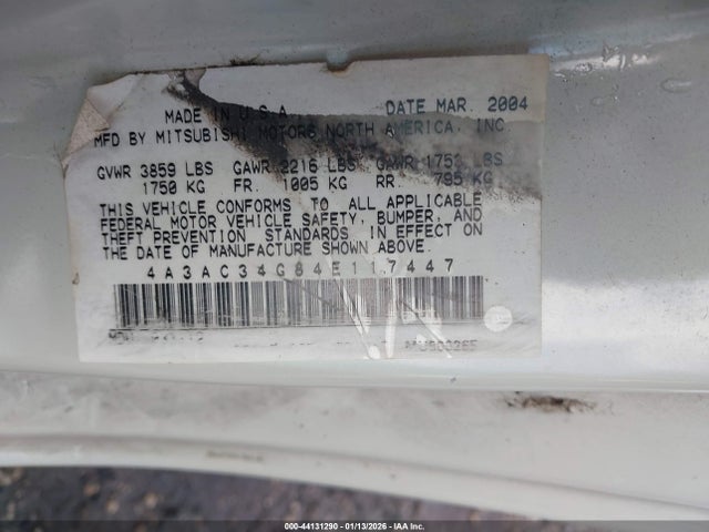 2004 MITSUBISHI ECLIPSE 4A3AC34G84E117447 Photo 8