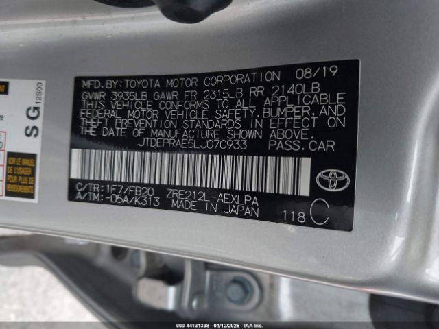 2020 TOYOTA COROLLA JTDEPRAE5LJ070933 Photo 8