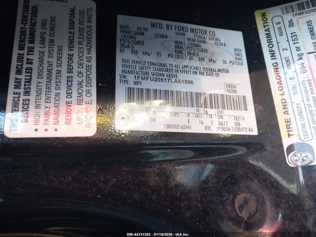 2007 FORD EXPEDITION 1FMFU20517LA51596 Photo 8