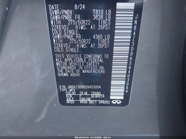 JN8AZ3DB6S9403054 Infiniti Qx80 Sensory Awd
