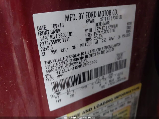 44131447 :رقم المزاد ، 1FMJU1H59EEF03496 vin ، 2014 Ford Expedition King Ranch مزاد بيع