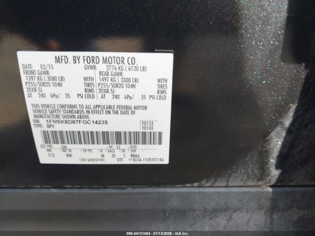 2015 FORD EXPLORER 1FM5K8D87FGC14235 Photo 8