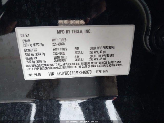 2021 TESLA MODEL Y 5YJYGDEE0MF246970 Photo 8