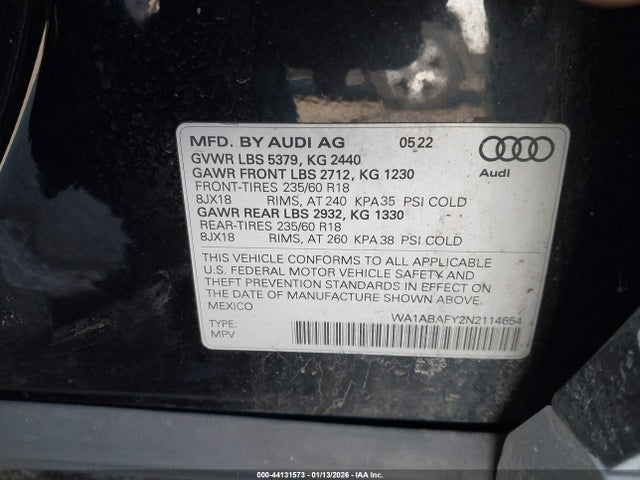 2022 AUDI Q5 WA1ABAFY2N2114654 Photo 8