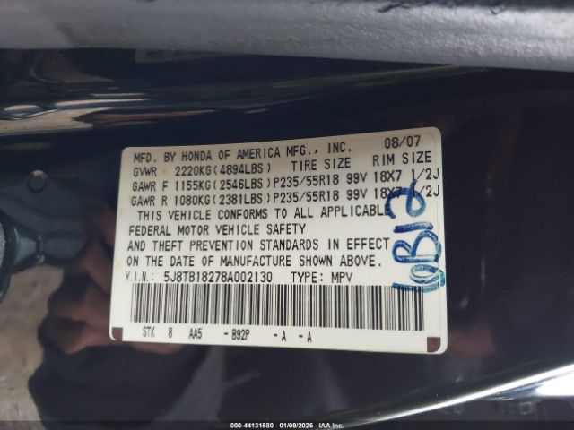 2008 ACURA RDX 5J8TB18278A002130 Photo 8