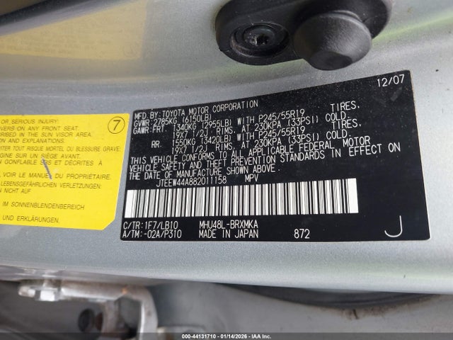 2008 TOYOTA HIGHLANDER HYBRID JTEEW44A882011158 Photo 8