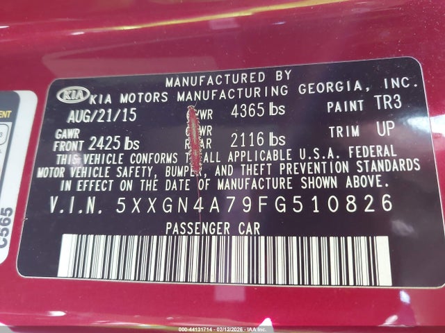 5XXGN4A79FG510826 KIA OPTIMA EX