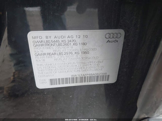 2011 AUDI Q5 WA1LFAFP4BA062398 Photo 8