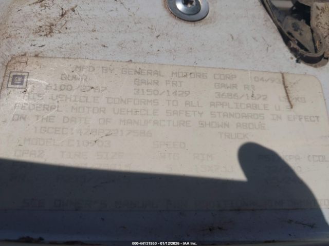 1993 CHEVROLET GMT-400 1GCEC14Z8PZ217586 Photo 8