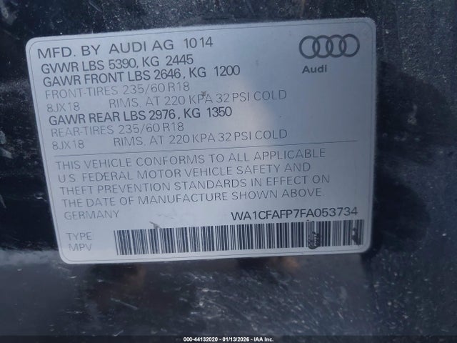 2015 AUDI Q5 WA1CFAFP7FA053734 Photo 8