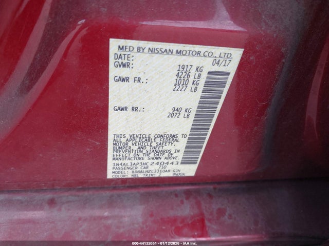 1N4AL3AP3HC240443 Nissan Altima 2.5 Sr
