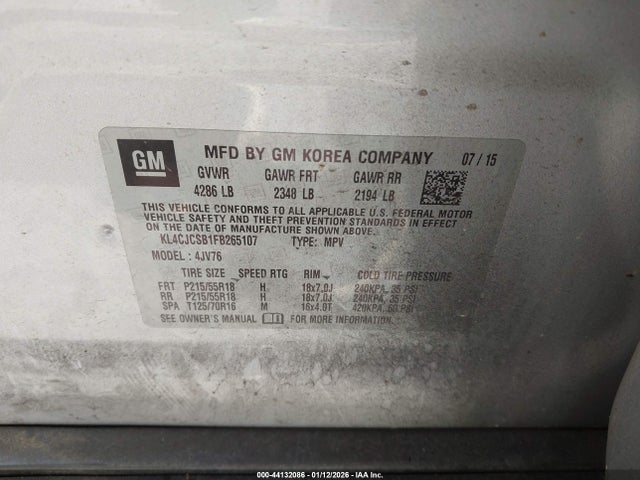 Продажа на аукционе авто 2015 Buick Encore Leather, vin: KL4CJCSB1FB265107, номер лота: 44132086