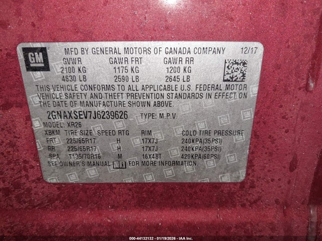 Chevrolet EQUINOX LT 2018 2GNAXSEV7J6239626 Image 9