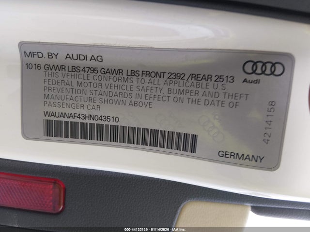 2017 AUDI A4 WAUANAF43HN043510 Photo 8