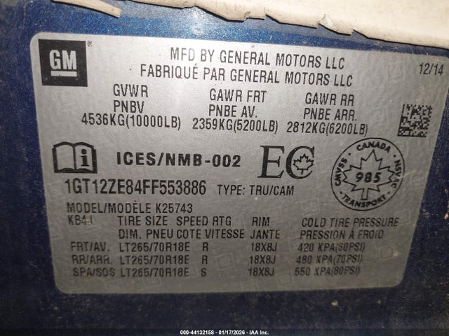 1GT12ZE84FF553886 GMC Sierra 2500hd Slt