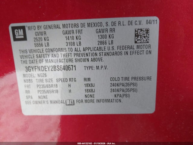 2011 CADILLAC SRX 3GYFNDEY2BS640671 Photo 8