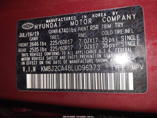 2020 HYUNDAI TUCSON KM8J2CA48LU096373 Photo 8