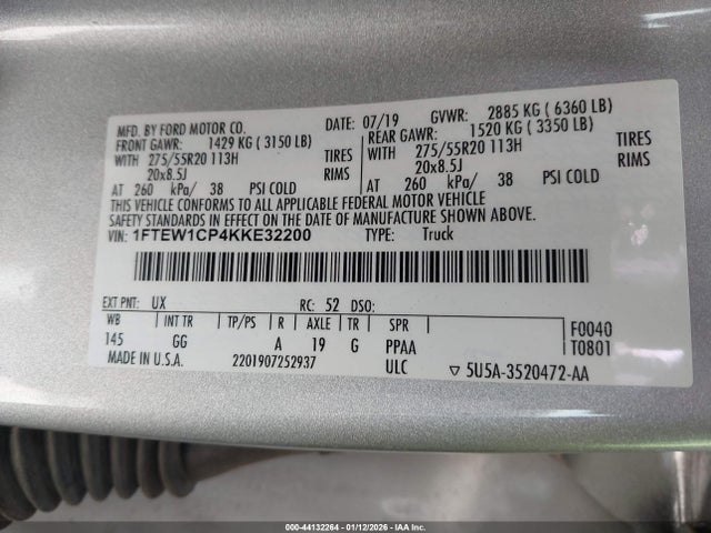 1FTEW1CP4KKE32200 Ford F-150 Xl