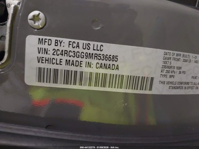 Продажа на аукционе авто 2021 Chrysler Pacifica Limited Awd, vin: 2C4RC3GG9MR536685, номер лота: 44132279