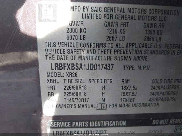 Aukcja sprzedaży 2018 Buick Envision Preferred, vin: LRBFXBSA1JD017437, numer aukcji: 44132281