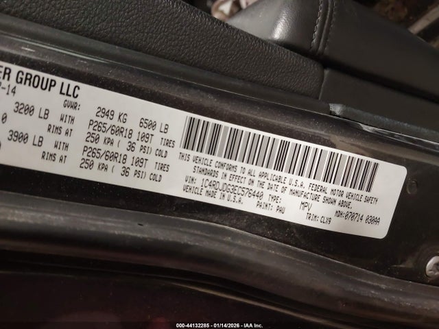 Dodge DURANGO LIMITED 2014 1C4RDJDG3EC576440 Image 9