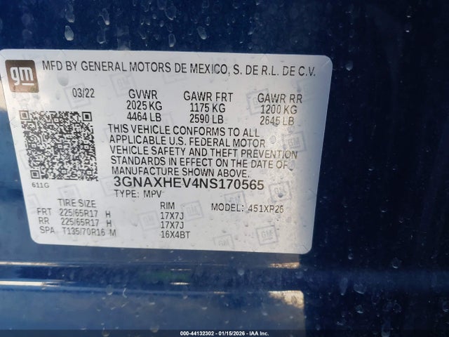 3GNAXHEV4NS170565 Chevrolet Equinox Fwd Ls