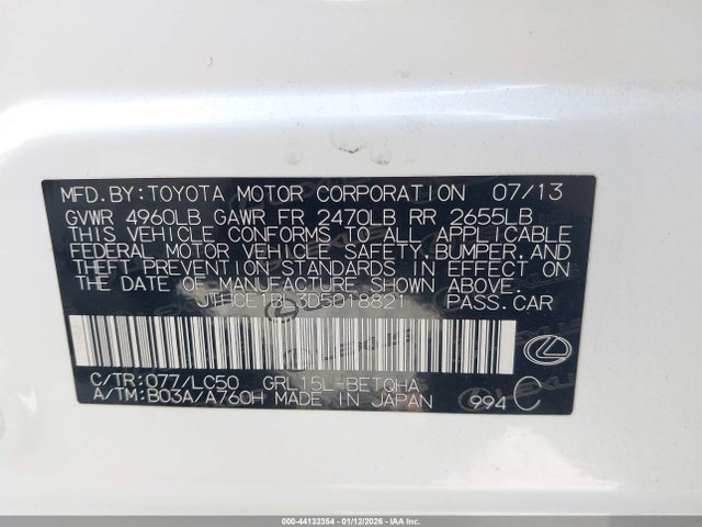 2013 LEXUS GS 350 JTHCE1BL3D5018821 Photo 8