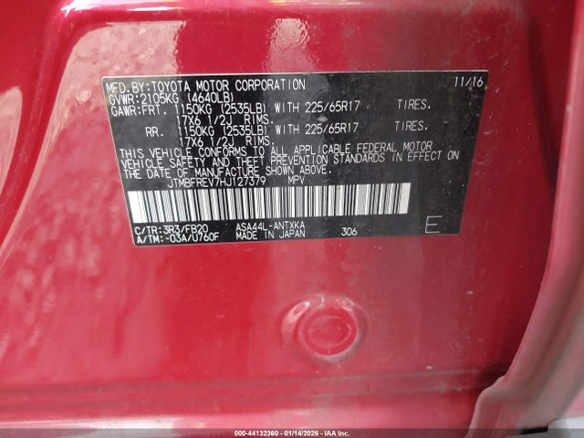 JTMBFREV7HJ127379 Toyota RAV4 LE