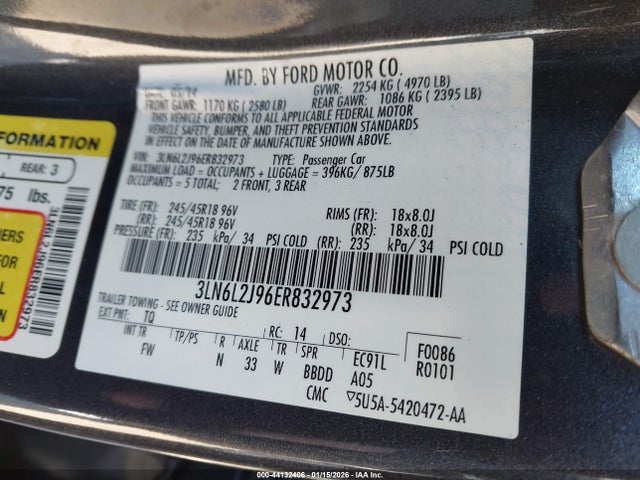 Lincoln MKZ 2014 3LN6L2J96ER832973 Image 9