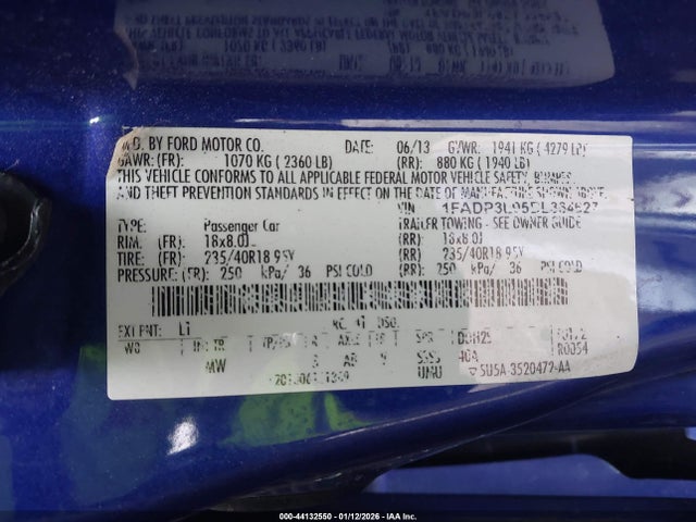 2013 Ford Focus St მანქანა იყიდება აუქციონზე, vin: 1FADP3L95DL364627, აუქციონის ნომერი: 44132550