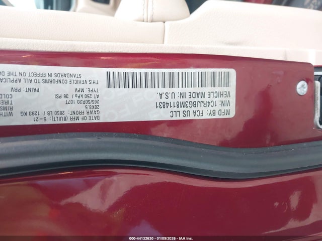 1C4RJJBG3M8114831 Jeep Grand Cherokee L Limited 4x2