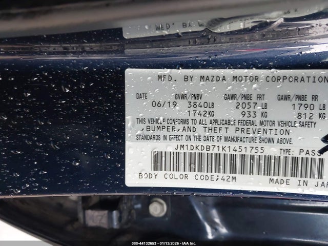 44132653 :رقم المزاد ، JM1DKDB71K1451755 vin ، 2019 Mazda Cx-3 Sport مزاد بيع