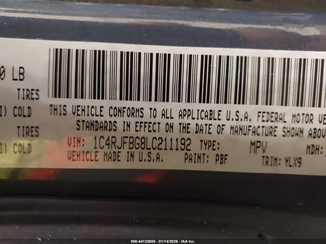 1C4RJFBG8LC211192 Jeep Grand Cherokee Limited X 4x4