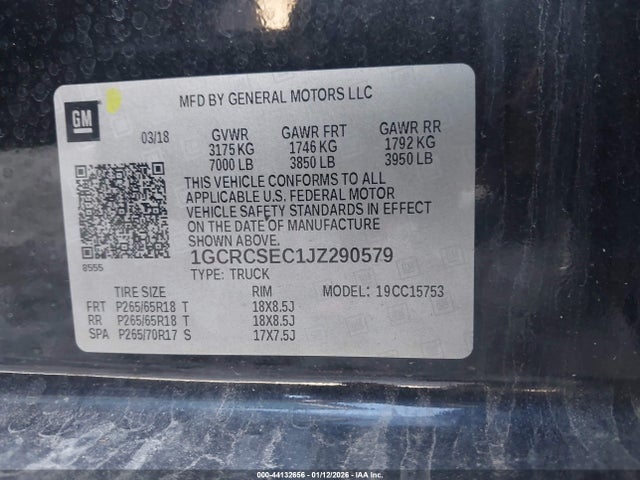 1GCRCSEC1JZ290579 Chevrolet Silverado 1500 1lz