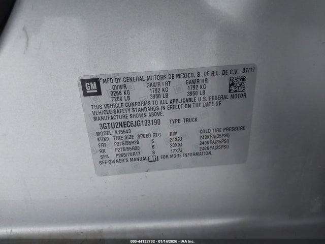 3GTU2NEC6JG103190 GMC Sierra 1500 Slt