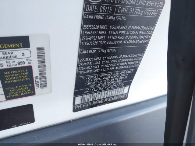 2016 LAND ROVER RANGE ROVER SALGS3EF7GA257726 Photo 8