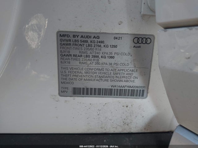 2021 AUDI Q5 WA1AAAFY6M2092031 Photo 8