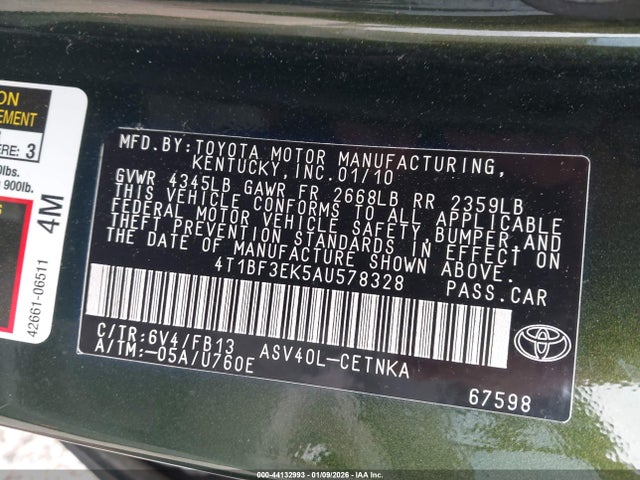 2010 TOYOTA CAMRY 4T1BF3EK5AU578328 Photo 8