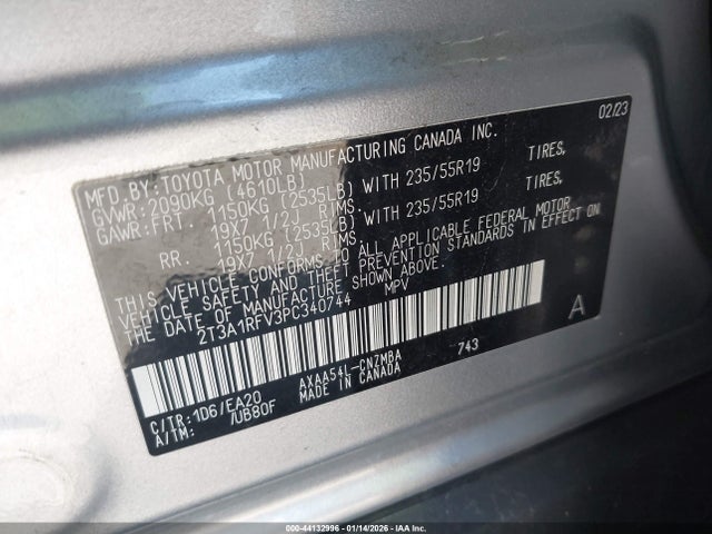 2T3A1RFV3PC340744 Toyota RAV4
