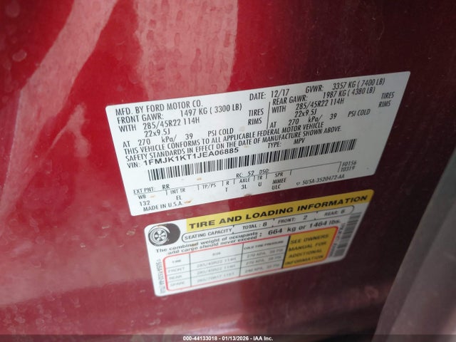 1FMJK1KT1JEA06885 Ford Expedition Max Limited