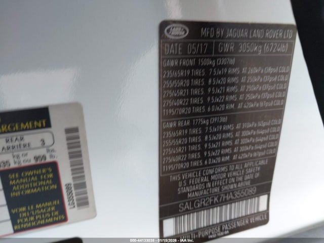 2017 LAND ROVER RANGE ROVER SALGR2FK7HA355089 Photo 8